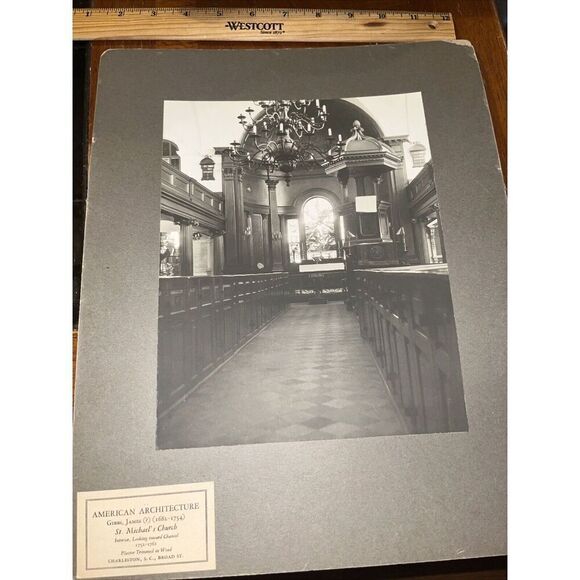 Vintage St Michael’s Church Interior Charleston Old Mounted Architecture Photo - Picture 1 of 7